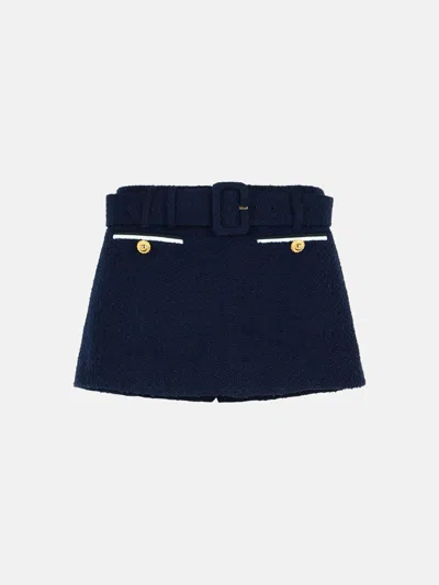 Self-portrait Blue Wool Blend Shorts
