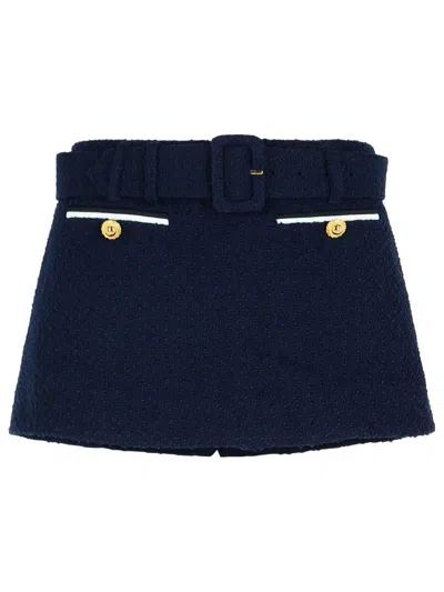 SELF-PORTRAIT SELF-PORTRAIT BLUE WOOL BLEND SHORTS