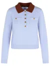 Self-portrait Sweater With Classic Contrast Collar In Blue