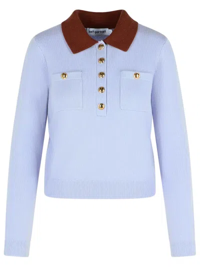 SELF-PORTRAIT BLUE WOOL BLEND SWEATER