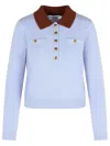Self-portrait Sweater With Classic Contrast Collar In Blue
