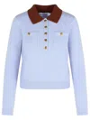 Self-portrait Sweater With Classic Contrast Collar In Blue