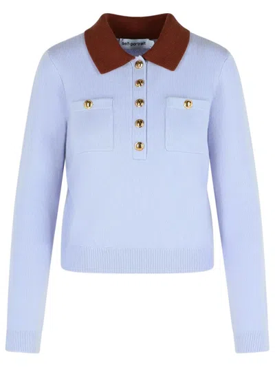 SELF-PORTRAIT SELF-PORTRAIT BLUE WOOL BLEND SWEATER