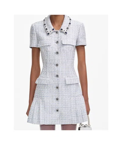 Self-portrait Self Portrait Bouclé Mini Dress In Blue Blue