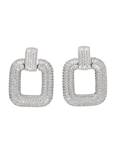 Self-portrait Bold Crystal Embellished Knocker Earrings In Metallic