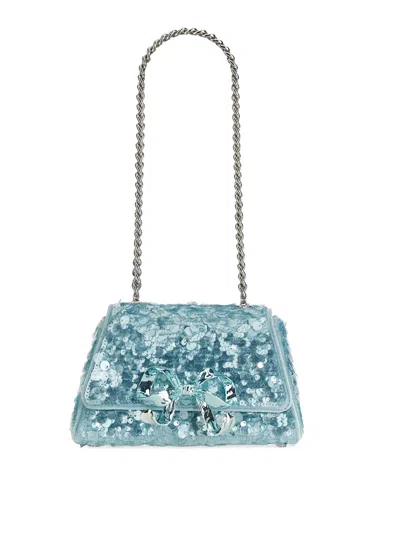 Self-portrait Mini Bag With Bow In Light Blue