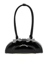 Self-portrait Black Leather Curved Shoulder Bag In Black