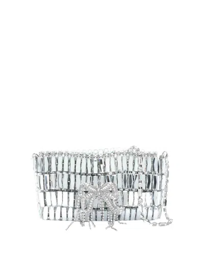 Self-portrait Silver Mini Crystals Bow Shoulder Bag
