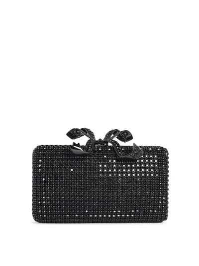 SELF-PORTRAIT CRYSTAL BOX BLACK POLYESTER CLUTCH
