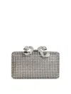 Self-portrait Crystal-embellished Box Clutch Bag In Silver