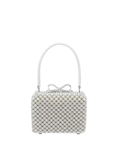Self-portrait Micro Pearl Embellished Handbag In White