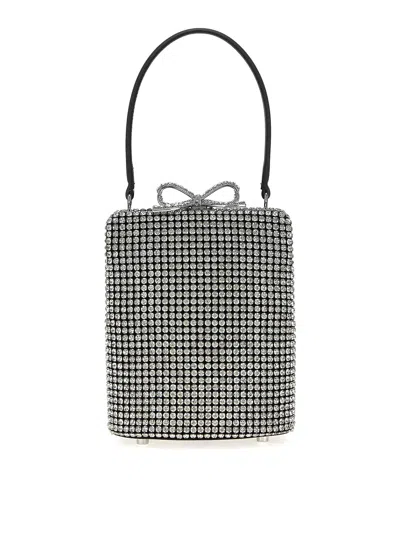 Self-portrait Silver Crystal Fishnet Handbag