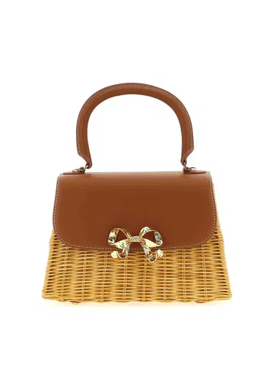 Self-portrait Rattan Mini Bow Bag Handbag