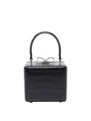 Self-portrait Mini Crocodile-embossed Bow Tote Bag In Black