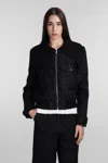 Self-portrait Black Polyester Blend Bomber Jacket In Black