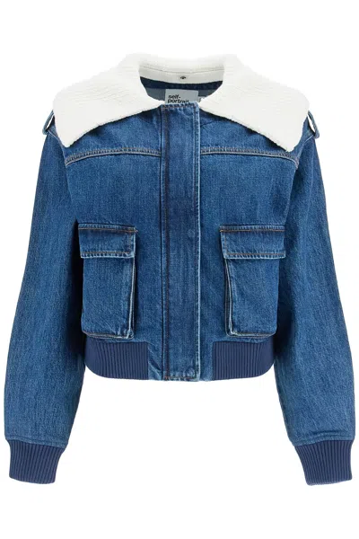 SELF-PORTRAIT BOMBER STYLE DENIM JACKET