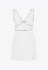 Self-portrait Crystal-embellished Mini Dress In White