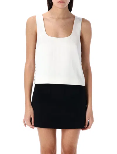 Self-portrait Bonded Satin Vest In White