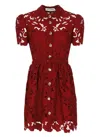 Self-portrait Bordeaux Lace Dress In Animal Print