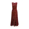 Self-portrait Fitted Guipure Lace Midi Dress With Removable Belt In Burgundy