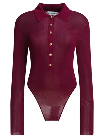 SELF-PORTRAIT SELF-PORTRAIT BORDEAUX VISCOSE TOP