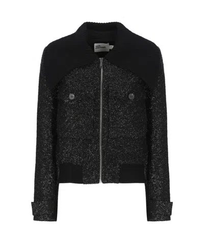 Self-portrait Black Tinsel Boucle Bomber Jacket-6 Nd Self Portrait Female