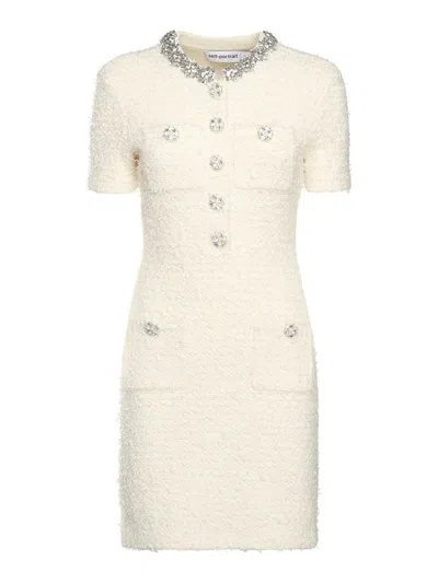 Self-portrait Mini Dress With Buttons In Neutral