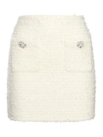 Self-portrait Boucl Knit Mini Skirt In White