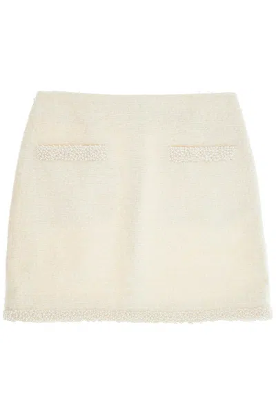 Self-portrait Self Portrait Bouclã© Mini Skirt With Pearls Women