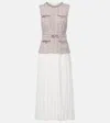 Self-portrait Bouclé And Chiffon Midi Dress In Multi