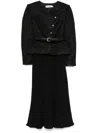 Self-portrait Self Portrait Boucle Asymmetric Midi Dress Black In 黑色