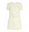 Self-portrait Wool Blend Dress With Waist Belt In Neutral