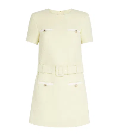 SELF-PORTRAIT BOUCLÉ BELTED MINI DRESS