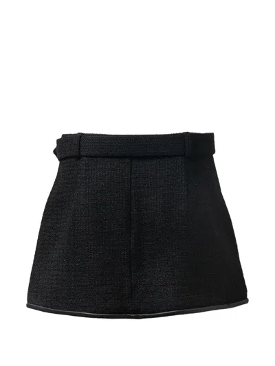 Self-portrait Boucle Belted Mini Skirt In Black