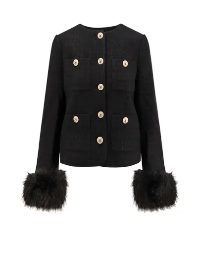 Self-portrait Bouclé Blazer In Black
