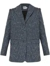 Self-portrait Bouclé Blazer In Blue