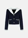 Self-portrait 'boucle' Blue Wool Blend Jacket In Blue