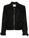 Self-portrait Black Tinsel Boucle Bomber Jacket-6 Nd Self Portrait Female In Black
