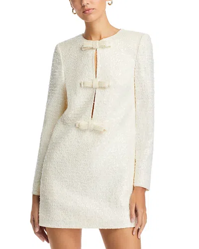 SELF-PORTRAIT SELF-PORTRAIT BOUCLE BOW EMBELLISHED MINI DRESS