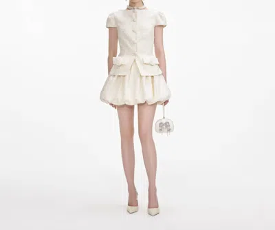 Self-portrait Boucle Bow Mini Dress In Cream