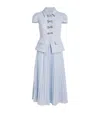 Self-portrait Bouclé-chiffon Bow Midi Dress In Blue
