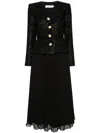 Self-portrait Crystal-embellished Pointelle-knit Peplum Midi Dress In 黑色