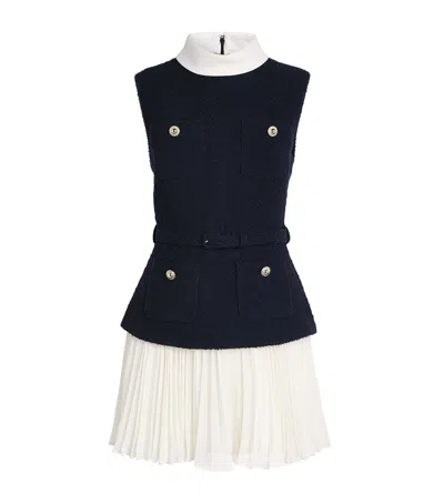 SELF-PORTRAIT BOUCLÉ-CHIFFON MINI DRESS