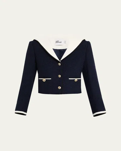SELF-PORTRAIT BOUCLE CONTRAST COLLAR JACKET