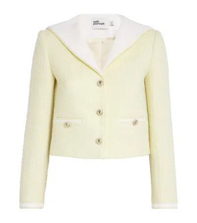 SELF-PORTRAIT BOUCLE CONTRAST-COLLAR JACKET