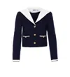 Self-portrait Self Portrait 'navy Boucle Contrast Collar' Blazer In Blue