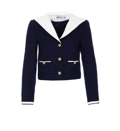 SELF-PORTRAIT BOUCLE CONTRAST COLLAR JACKET