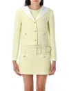 Self-portrait Boucle Contrast Collar Jacket In Yellow