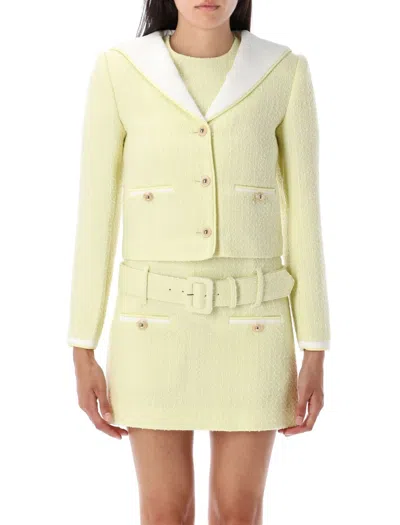 Self-portrait Boucle Contrast Collar Jacket In Neutral