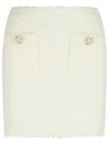 Self-portrait Textured Beige Skirt With Decorative Pockets In Neutral